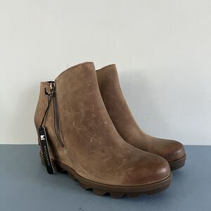NWT Sorel Joan of Arctic Wedge II Tan Brown Waterproof Zip Booties